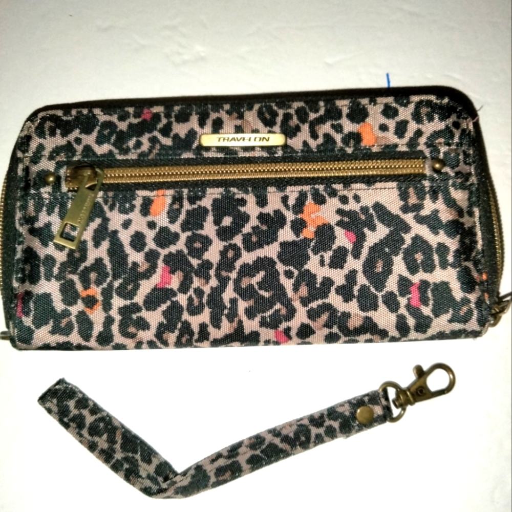 Travelon (Multicolor) Animal Print RFID Block Single Zip Around Wristlet Wallet